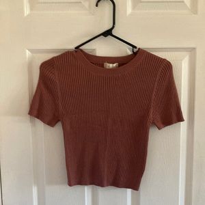 Altar’d State Henna Colored Cropped Ribbed Tee Women’s Medium Brand New